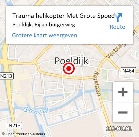 Locatie op kaart van de 112 melding: Trauma helikopter Met Grote Spoed Naar Poeldijk, Rijsenburgerweg op 28 november 2024 18:04