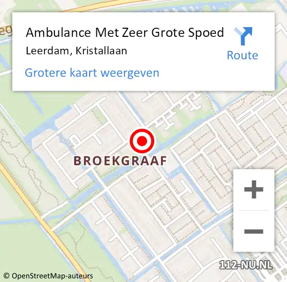 Locatie op kaart van de 112 melding: Ambulance Met Zeer Grote Spoed Naar Leerdam, Kristallaan op 28 november 2024 18:14