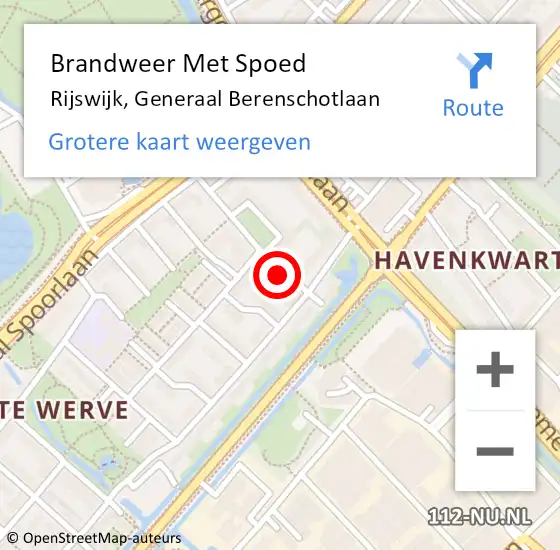 Locatie op kaart van de 112 melding: Brandweer Met Spoed Naar Rijswijk, Generaal Berenschotlaan op 28 november 2024 18:21