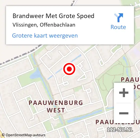 Locatie op kaart van de 112 melding: Brandweer Met Grote Spoed Naar Vlissingen, Offenbachlaan op 28 november 2024 18:44