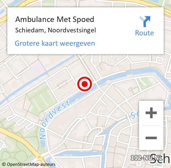 Locatie op kaart van de 112 melding: Ambulance Met Spoed Naar Schiedam, Noordvestsingel op 28 november 2024 18:45