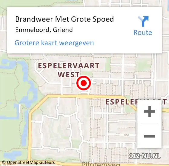 Locatie op kaart van de 112 melding: Brandweer Met Grote Spoed Naar Emmeloord, Griend op 28 november 2024 18:46