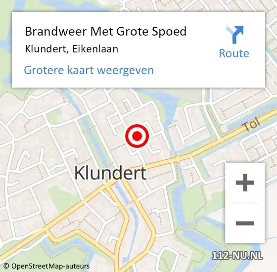 Locatie op kaart van de 112 melding: Brandweer Met Grote Spoed Naar Klundert, Eikenlaan op 28 november 2024 18:49