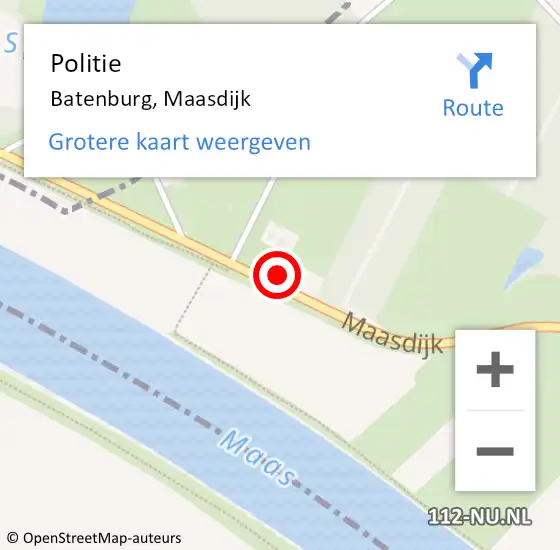 Locatie op kaart van de 112 melding: Politie Batenburg, Maasdijk op 28 november 2024 18:53