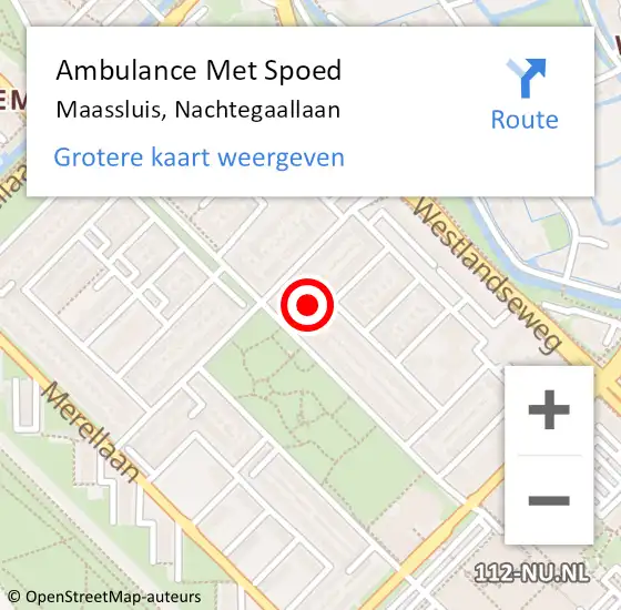 Locatie op kaart van de 112 melding: Ambulance Met Spoed Naar Maassluis, Nachtegaallaan op 28 november 2024 18:53