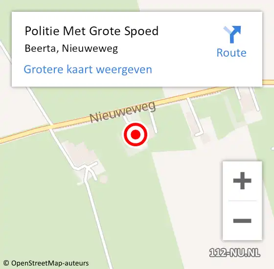 Locatie op kaart van de 112 melding: Politie Met Grote Spoed Naar Beerta, Nieuweweg op 28 november 2024 19:02