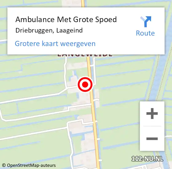 Locatie op kaart van de 112 melding: Ambulance Met Grote Spoed Naar Driebruggen, Laageind op 28 november 2024 19:05