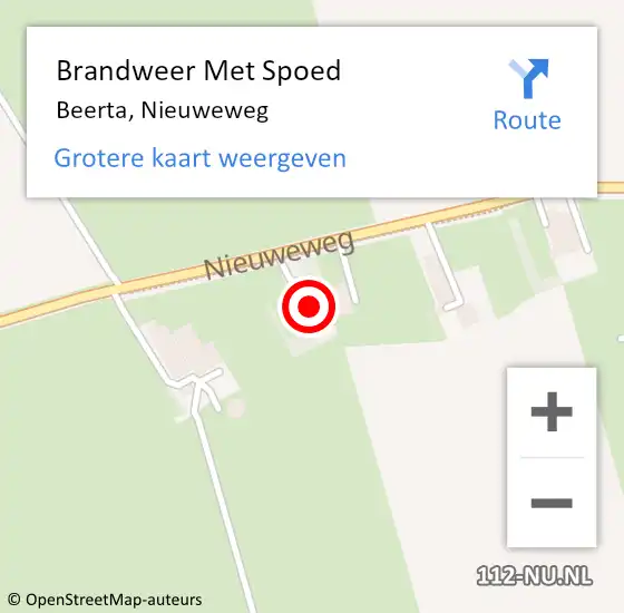 Locatie op kaart van de 112 melding: Brandweer Met Spoed Naar Beerta, Nieuweweg op 28 november 2024 19:09