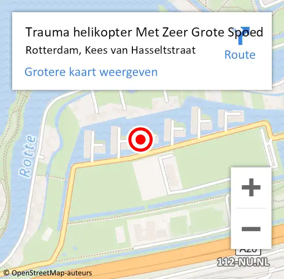 Locatie op kaart van de 112 melding: Trauma helikopter Met Zeer Grote Spoed Naar Rotterdam, Kees van Hasseltstraat op 28 november 2024 19:29