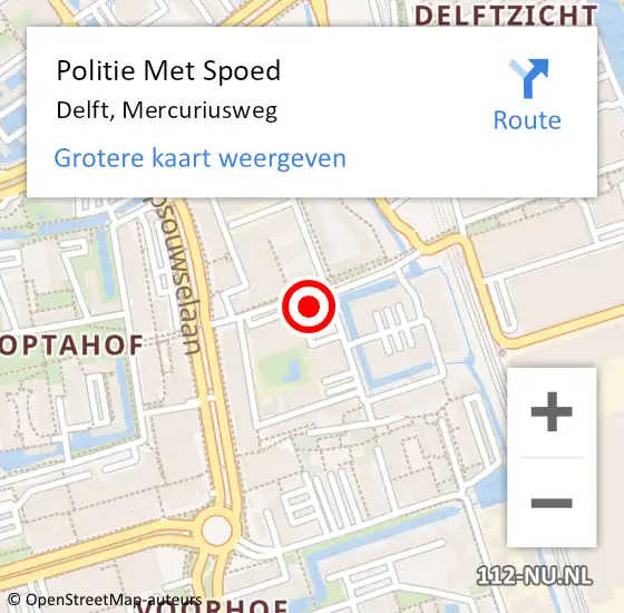 Locatie op kaart van de 112 melding: Politie Met Spoed Naar Delft, Mercuriusweg op 28 november 2024 19:39