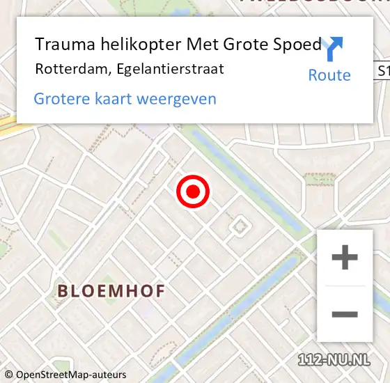 Locatie op kaart van de 112 melding: Trauma helikopter Met Grote Spoed Naar Rotterdam, Egelantierstraat op 28 november 2024 19:41