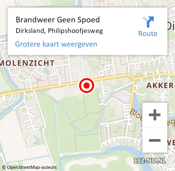 Locatie op kaart van de 112 melding: Brandweer Geen Spoed Naar Dirksland, Philipshoofjesweg op 28 november 2024 19:57