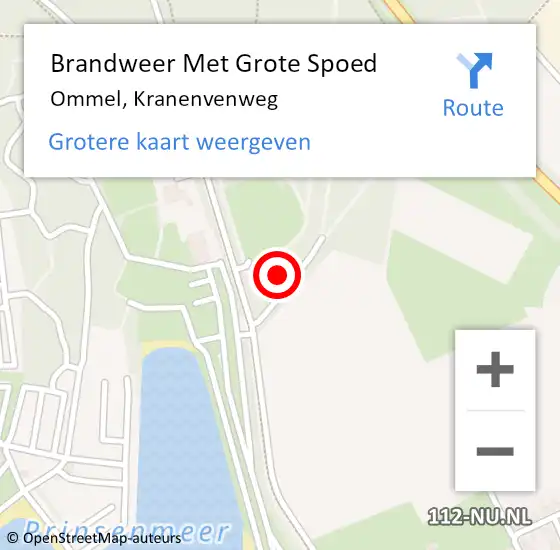 Locatie op kaart van de 112 melding: Brandweer Met Grote Spoed Naar Ommel, Kranenvenweg op 28 november 2024 20:03