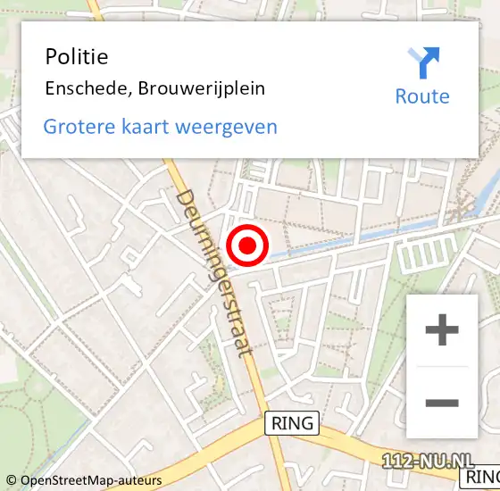 Locatie op kaart van de 112 melding: Politie Enschede, Brouwerijplein op 28 november 2024 20:06