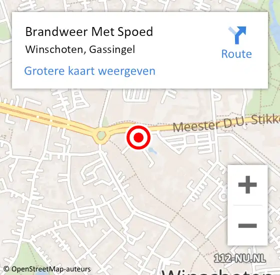 Locatie op kaart van de 112 melding: Brandweer Met Spoed Naar Winschoten, Gassingel op 28 november 2024 20:13