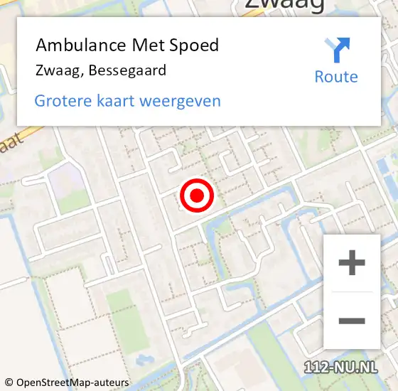 Locatie op kaart van de 112 melding: Ambulance Met Spoed Naar Zwaag, Bessegaard op 28 november 2024 20:17