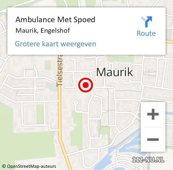 Locatie op kaart van de 112 melding: Ambulance Met Spoed Naar Maurik, Engelshof op 19 oktober 2013 03:27