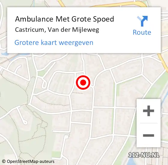 Locatie op kaart van de 112 melding: Ambulance Met Grote Spoed Naar Castricum, Van der Mijleweg op 28 november 2024 21:02