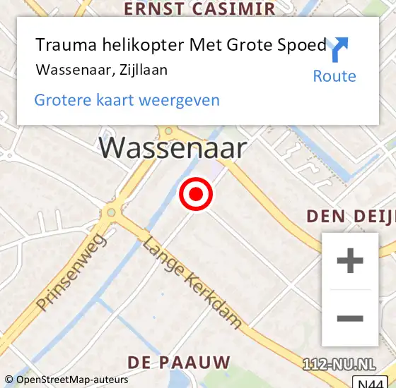 Locatie op kaart van de 112 melding: Trauma helikopter Met Grote Spoed Naar Wassenaar, Zijllaan op 28 november 2024 21:30