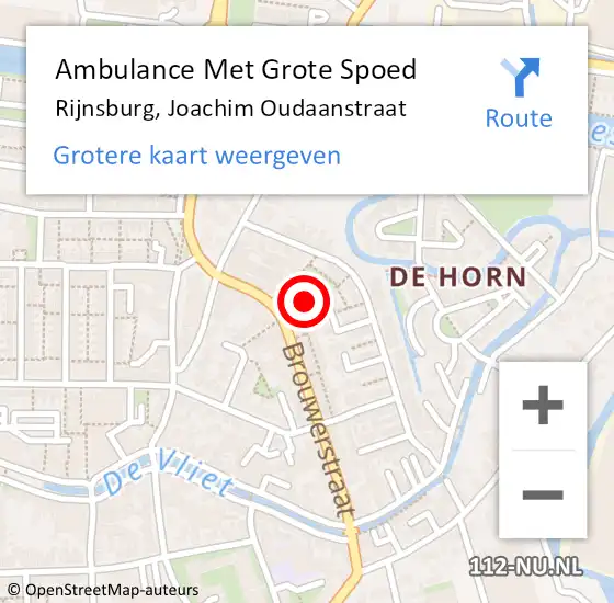 Locatie op kaart van de 112 melding: Ambulance Met Grote Spoed Naar Rijnsburg, Joachim Oudaanstraat op 28 november 2024 21:33