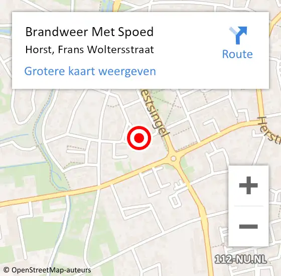 Locatie op kaart van de 112 melding: Brandweer Met Spoed Naar Horst, Frans Woltersstraat op 28 november 2024 21:54