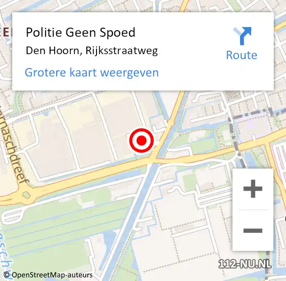 Locatie op kaart van de 112 melding: Politie Geen Spoed Naar Den Hoorn, Rijksstraatweg op 28 november 2024 21:57