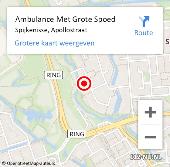 Locatie op kaart van de 112 melding: Ambulance Met Grote Spoed Naar Spijkenisse, Apollostraat op 28 november 2024 22:14