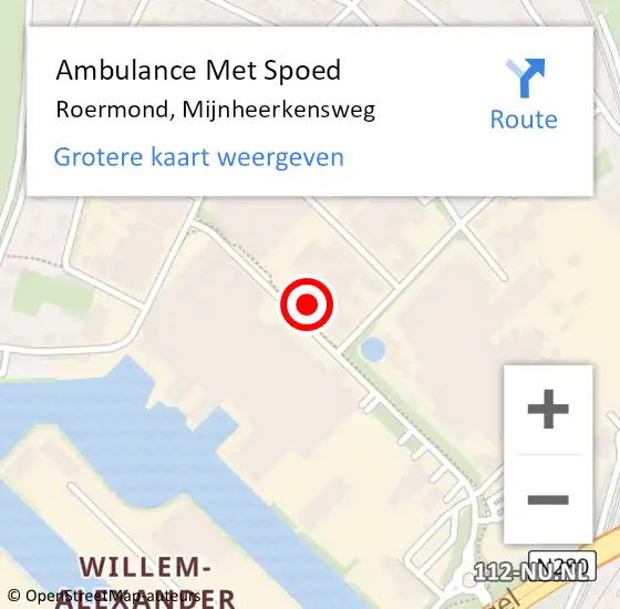 Locatie op kaart van de 112 melding: Ambulance Met Spoed Naar Roermond, Mijnheerkensweg op 28 november 2024 22:36