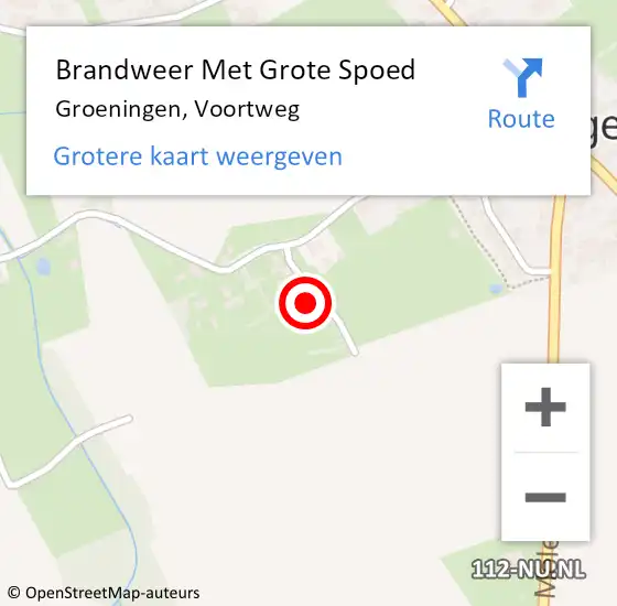 Locatie op kaart van de 112 melding: Brandweer Met Grote Spoed Naar Groeningen, Voortweg op 28 november 2024 23:41