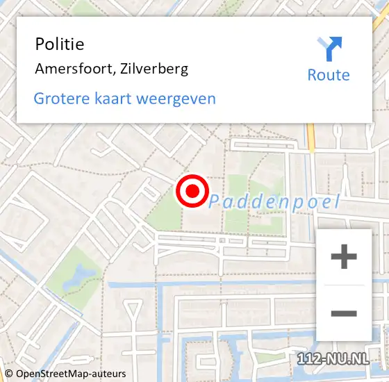 Locatie op kaart van de 112 melding: Politie Amersfoort, Zilverberg op 29 november 2024 00:22