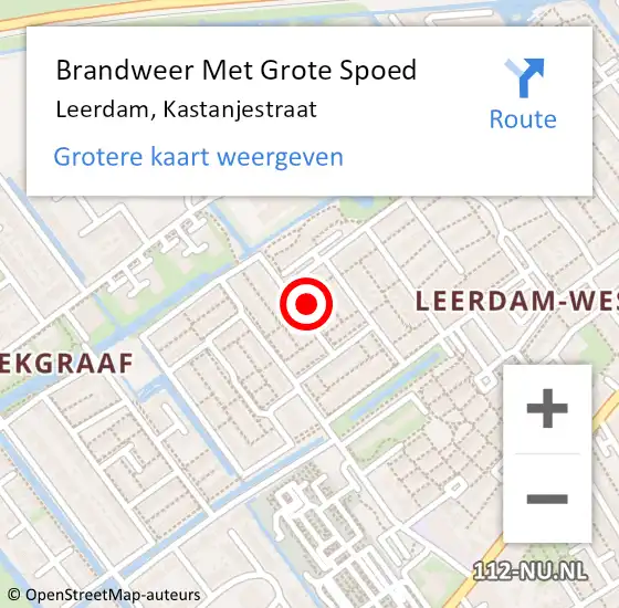 Locatie op kaart van de 112 melding: Brandweer Met Grote Spoed Naar Leerdam, Kastanjestraat op 29 november 2024 01:53