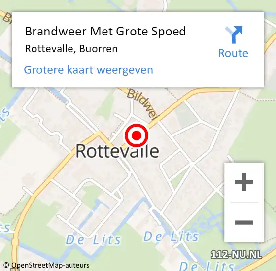 Locatie op kaart van de 112 melding: Brandweer Met Grote Spoed Naar Rottevalle, Buorren op 29 november 2024 02:19