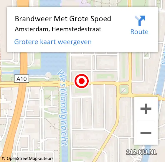 Locatie op kaart van de 112 melding: Brandweer Met Grote Spoed Naar Amsterdam, Heemstedestraat op 29 november 2024 03:39