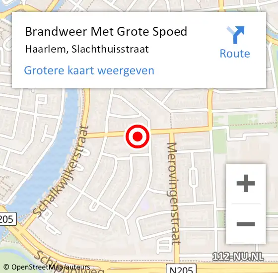 Locatie op kaart van de 112 melding: Brandweer Met Grote Spoed Naar Haarlem, Slachthuisstraat op 29 november 2024 03:55