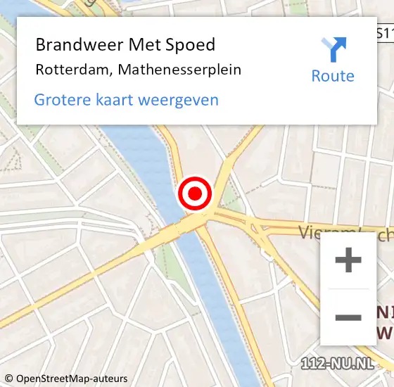 Locatie op kaart van de 112 melding: Brandweer Met Spoed Naar Rotterdam, Mathenesserplein op 29 november 2024 06:06