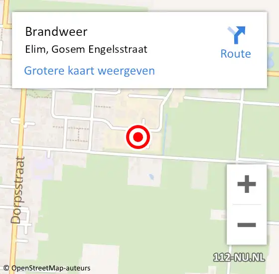 Locatie op kaart van de 112 melding: Brandweer Elim, Gosem Engelsstraat op 29 november 2024 06:47