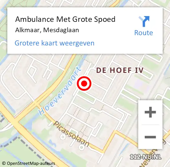 Locatie op kaart van de 112 melding: Ambulance Met Grote Spoed Naar Alkmaar, Mesdaglaan op 29 november 2024 07:34