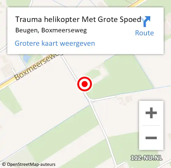 Locatie op kaart van de 112 melding: Trauma helikopter Met Grote Spoed Naar Beugen, Boxmeerseweg op 29 november 2024 08:04