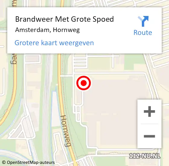 Locatie op kaart van de 112 melding: Brandweer Met Grote Spoed Naar Amsterdam, Hornweg op 29 november 2024 08:12