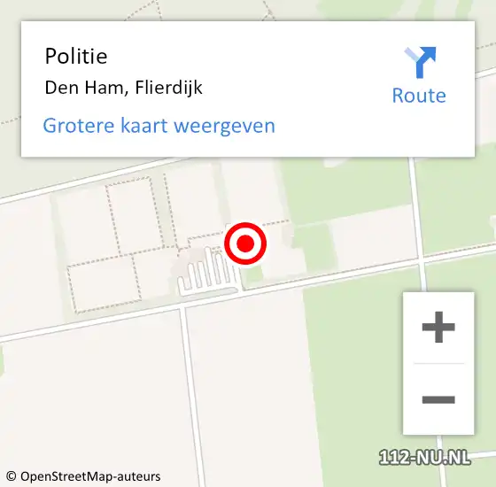 Locatie op kaart van de 112 melding: Politie Den Ham, Flierdijk op 29 november 2024 08:34