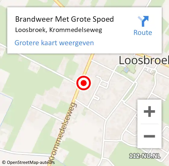 Locatie op kaart van de 112 melding: Brandweer Met Grote Spoed Naar Loosbroek, Krommedelseweg op 29 november 2024 08:53