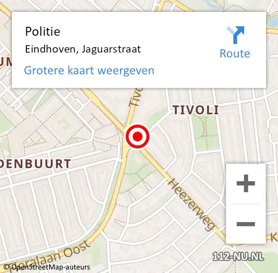 Locatie op kaart van de 112 melding: Politie Eindhoven, Jaguarstraat op 29 november 2024 08:53