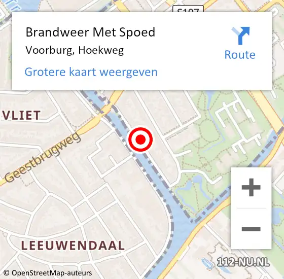 Locatie op kaart van de 112 melding: Brandweer Met Spoed Naar Voorburg, Hoekweg op 29 november 2024 08:59