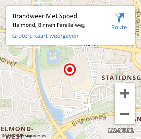 Locatie op kaart van de 112 melding: Brandweer Met Spoed Naar Helmond, Binnen Parallelweg op 29 november 2024 09:00