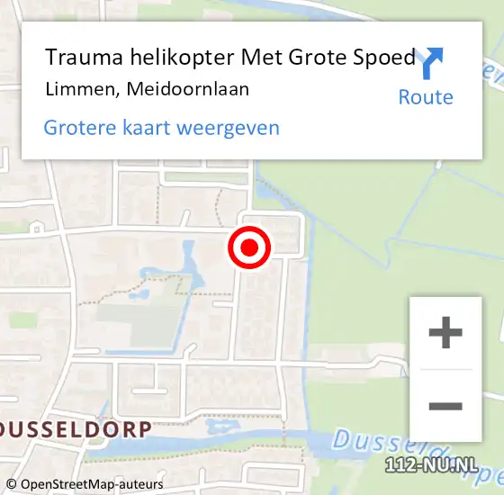 Locatie op kaart van de 112 melding: Trauma helikopter Met Grote Spoed Naar Limmen, Meidoornlaan op 29 november 2024 09:02