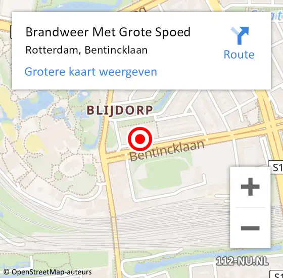 Locatie op kaart van de 112 melding: Brandweer Met Grote Spoed Naar Rotterdam, Bentincklaan op 29 november 2024 09:05