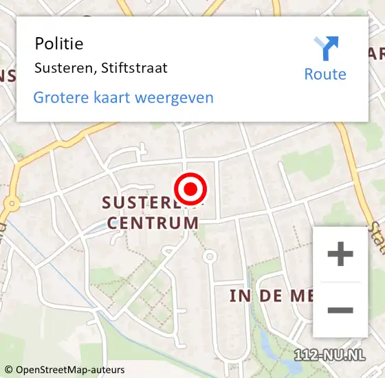 Locatie op kaart van de 112 melding: Politie Susteren, Stiftstraat op 29 november 2024 09:07