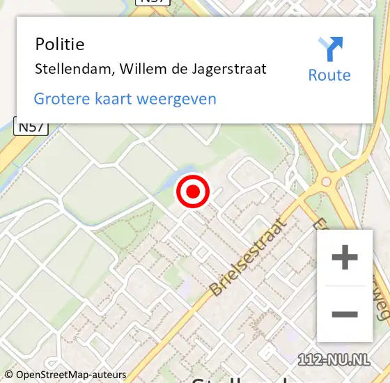 Locatie op kaart van de 112 melding: Politie Stellendam, Willem de Jagerstraat op 29 november 2024 09:14