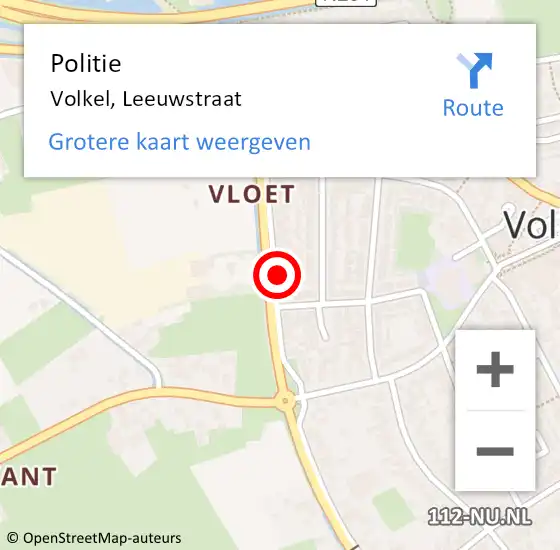 Locatie op kaart van de 112 melding: Politie Volkel, Leeuwstraat op 29 november 2024 09:26