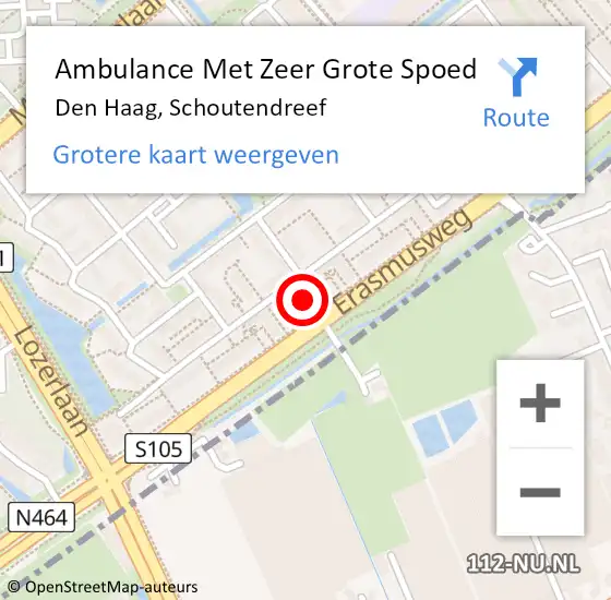 Locatie op kaart van de 112 melding: Ambulance Met Zeer Grote Spoed Naar Den Haag, Schoutendreef op 29 november 2024 09:27